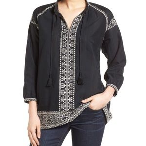 MADEWELL “CAMELiA” EMBROIDERED TASSEL TOP